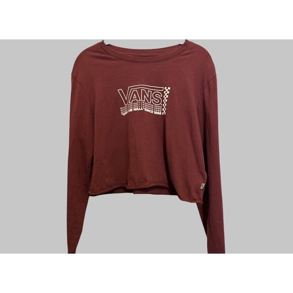 Vans Maroon Cropped Athleisure Skater Streetwear Grunge Off The Wall Retro XL - Picture 1 of 10